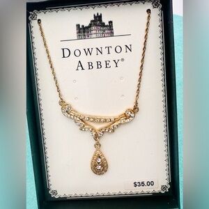 Downton Abbey Necklace GOLD-TONE CRYSTAL EDWARDIAN SWAG SHAPED COLLAR NECKLACE